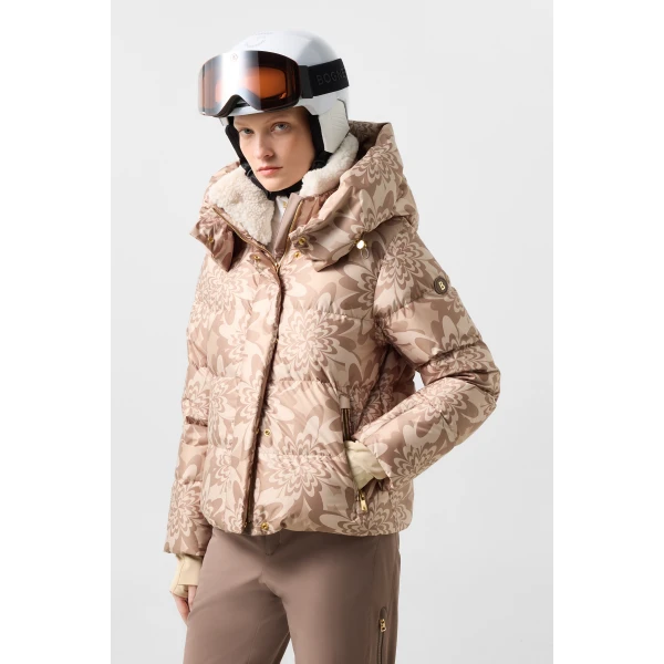 Bogner Naia Down Ski Jacket in Hazel and Beige, view 4 | Jackets | Coveti