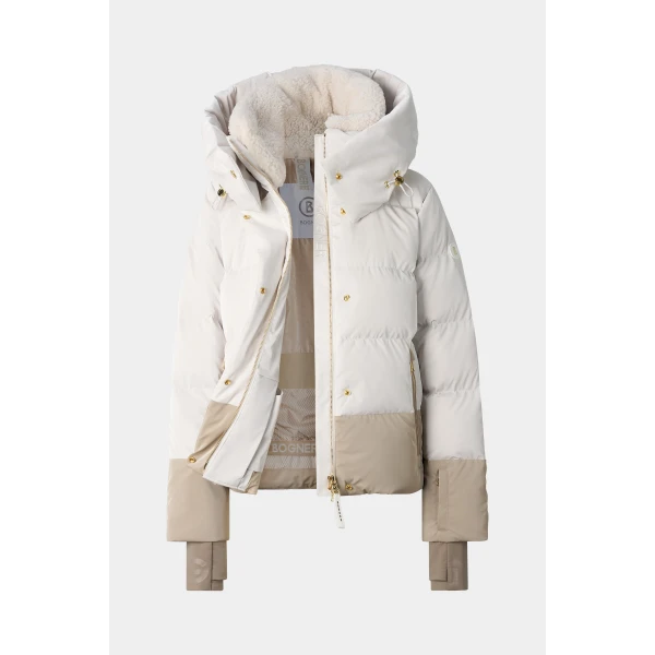 Bogner Naia Down Ski Jacket in Off White, view 2 | Jackets | Coveti