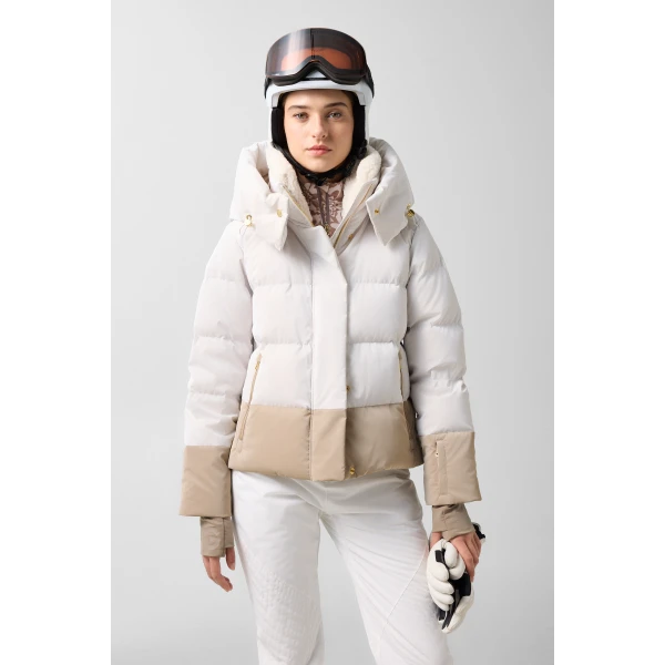 Bogner Naia Down Ski Jacket in Off White, view 4 | Jackets | Coveti