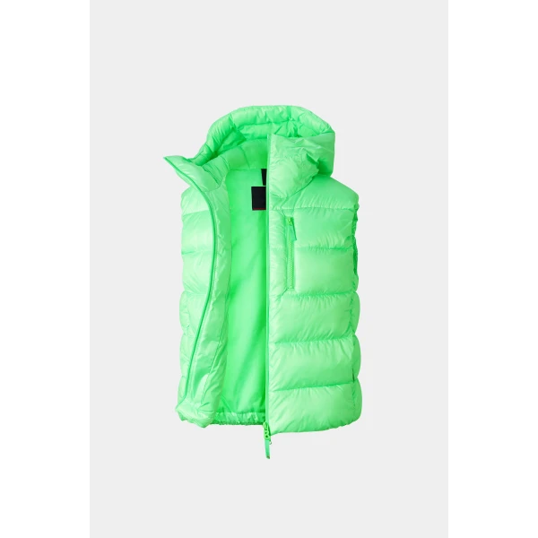 Bogner Naima Quilted Waistcoat in Neon Green, view 2 | Vests | Coveti