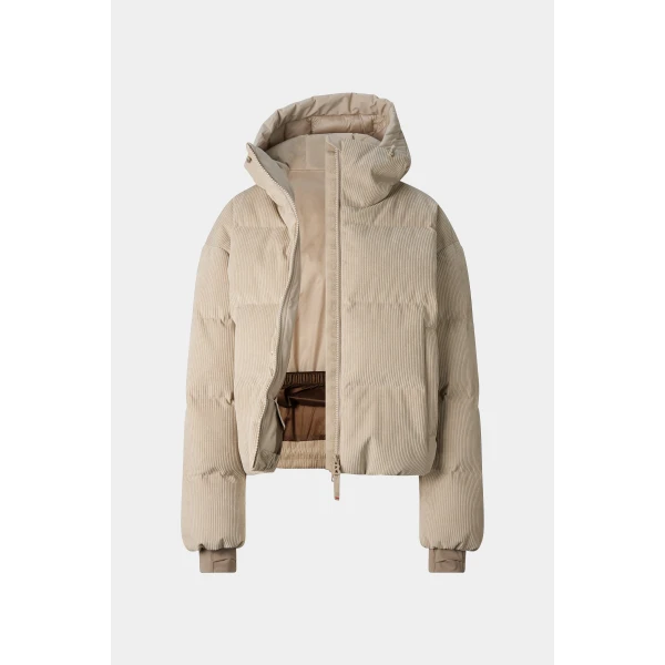 Bogner Neila Corduroy Ski Jacket in Beige, view 2 | Jackets | Coveti