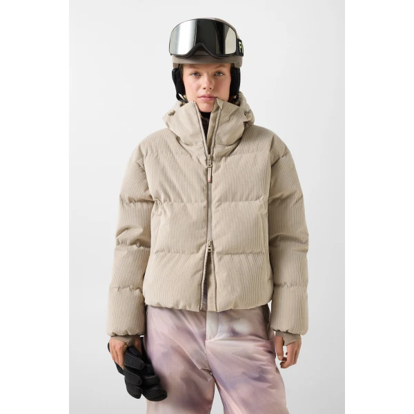 Bogner Neila Corduroy Ski Jacket in Beige, view 4 | Jackets | Coveti