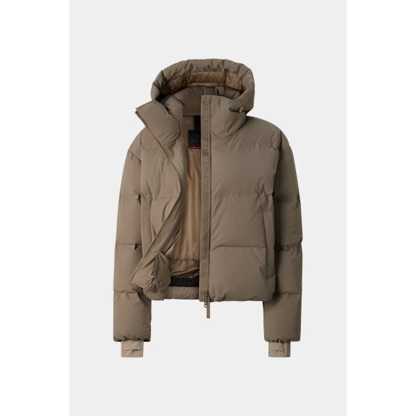 Bogner Neila Ski Jacket in Taupe, view 2 | Jackets | Coveti