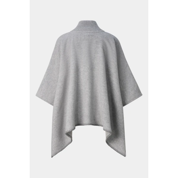 Bogner Nellie Wool Mix Poncho in Light Grey, view 2 | Sweaters | Coveti