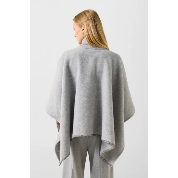Bogner Nellie Wool Mix Poncho in Light Grey, view 4 | Sweaters | Coveti