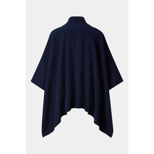 Bogner Nellie Wool Mix Poncho in Navy, view 2 | Sweaters | Coveti