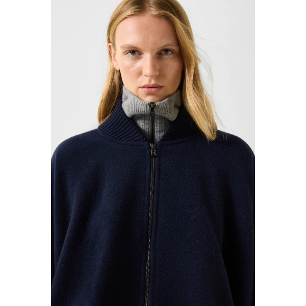 Bogner Nellie Wool Mix Poncho in Navy, view 6 | Sweaters | Coveti