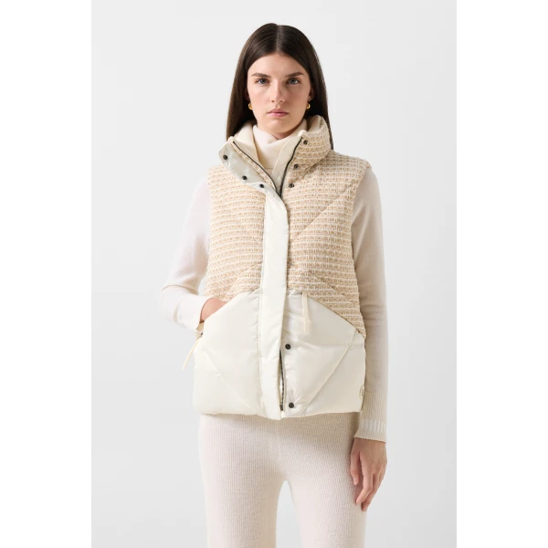 Bogner Netty Down Vest in Off White and Beige, view 4 | Vests | Coveti