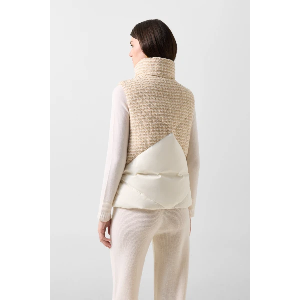 Bogner Netty Down Vest in Off White and Beige, view 5 | Vests | Coveti