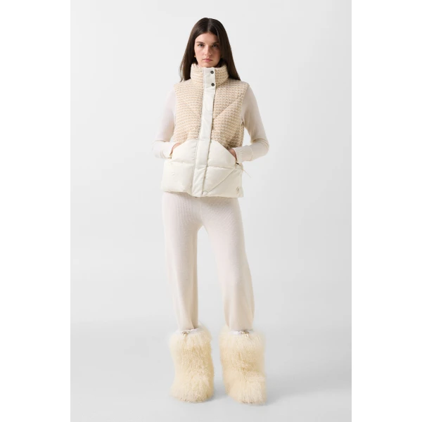 Bogner Netty Down Vest in Off White and Beige, view 6 | Vests | Coveti