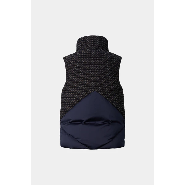Bogner Netty Tweed Down Vest in Navy and Beige, view 3 | Vests | Coveti