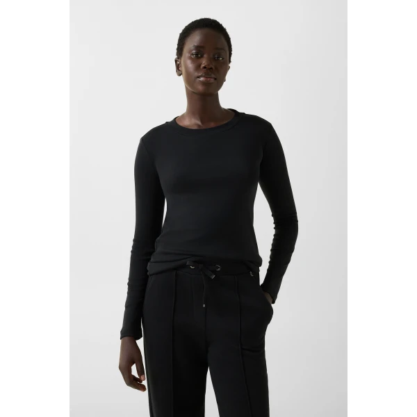 Bogner Nikini Cotton Long-Sleeved Top in Black, view 3 | Long Sleeve | Coveti
