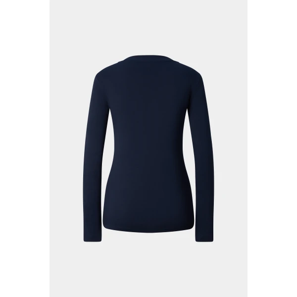 Bogner Nikini Cotton Long-Sleeved Top in Navy, view 2 | Long Sleeve | Coveti