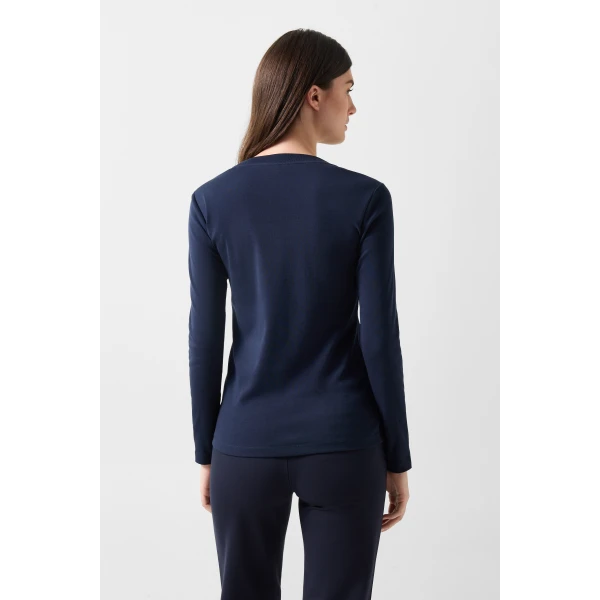Bogner Nikini Cotton Long-Sleeved Top in Navy, view 4 | Long Sleeve | Coveti