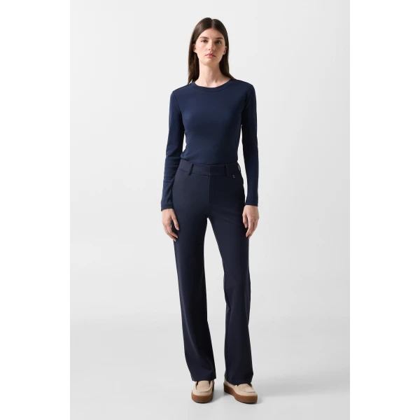 Bogner Nikini Cotton Long-Sleeved Top in Navy, view 5 | Long Sleeve | Coveti