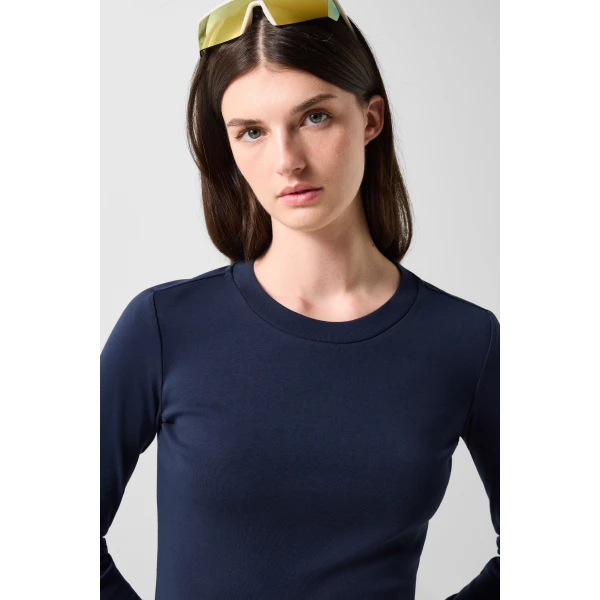 Bogner Nikini Cotton Long-Sleeved Top in Navy, view 6 | Long Sleeve | Coveti