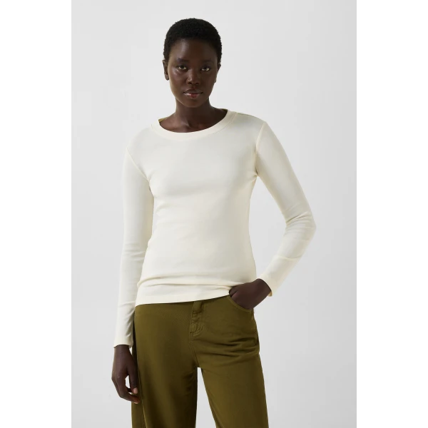 Bogner Nikini Cotton Long-Sleeved Top in Off White, view 3 | Long Sleeve | Coveti