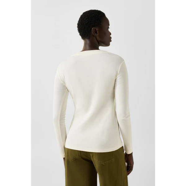 Bogner Nikini Cotton Long-Sleeved Top in Off White, view 4 | Long Sleeve | Coveti