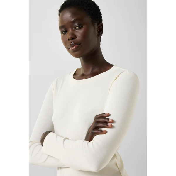 Bogner Nikini Cotton Long-Sleeved Top in Off White, view 6 | Long Sleeve | Coveti