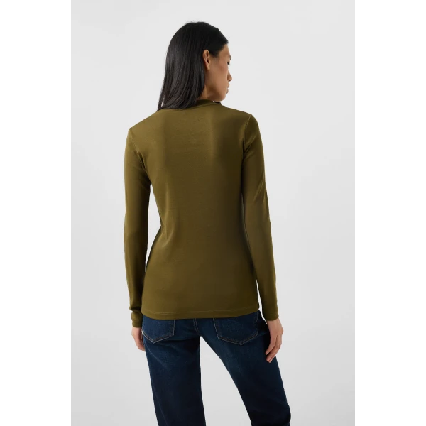 Bogner Nikini Cotton Long-Sleeved Top in Olive, view 4 | Long Sleeve | Coveti