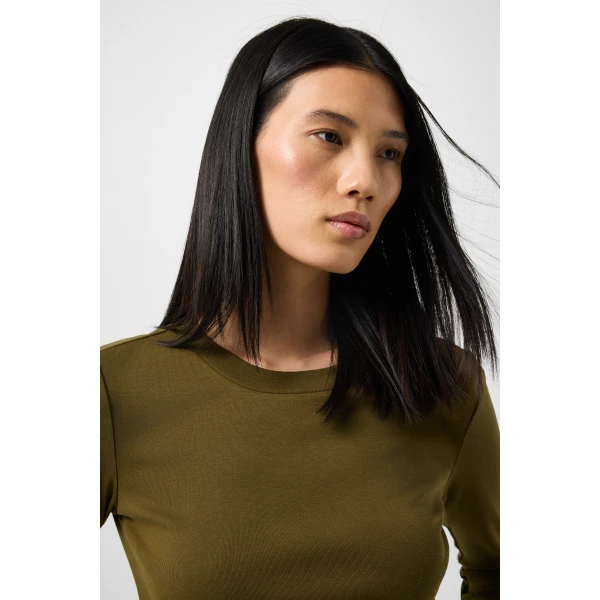 Bogner Nikini Cotton Long-Sleeved Top in Olive, view 6 | Long Sleeve | Coveti