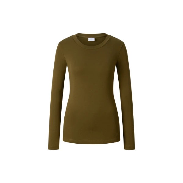 Bogner Nikini Cotton Long-Sleeved Top in Olive | Long Sleeve | Coveti