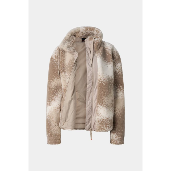 Bogner Ninetta Mid-Layer Teddy Jacket in Beige and Brown, view 2 | Jackets | Coveti