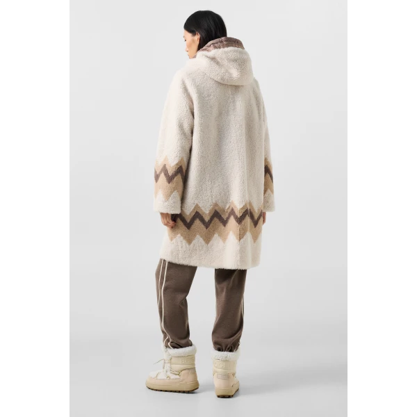Bogner Niva Lambskin Coat in Cream and Brown, view 5 | Fur Coats | Coveti