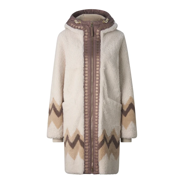 Niva Lambskin Coat in Cream and Brown
