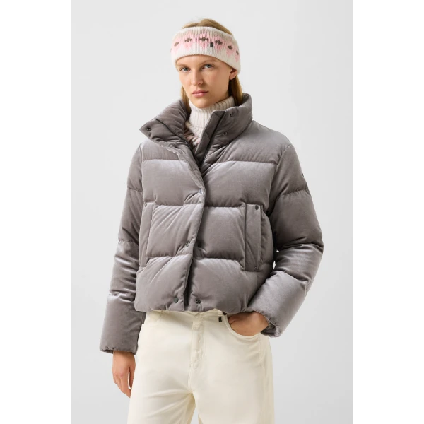 Bogner Oliva Velvet Down Jacket in Grey-Brown, view 4 | Jackets | Coveti