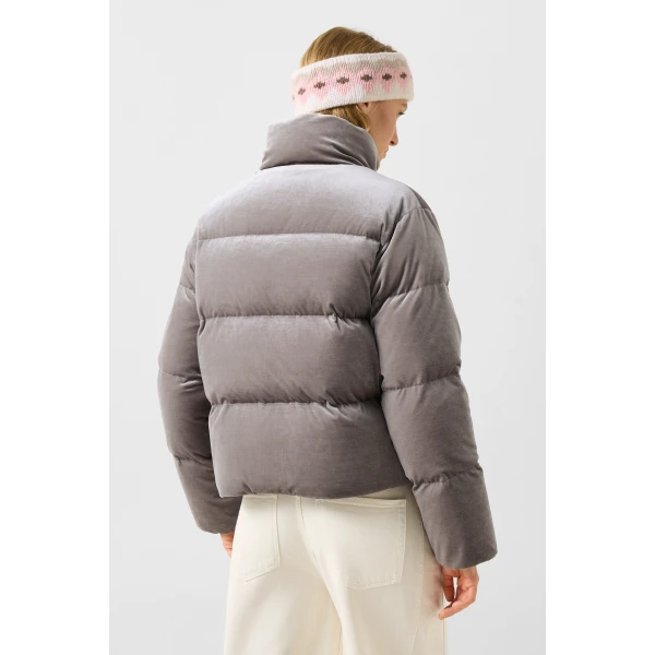 Bogner Oliva Velvet Down Jacket in Grey-Brown, view 5 | Jackets | Coveti