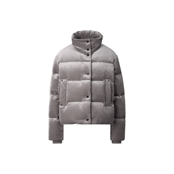 Bogner Oliva Velvet Down Jacket in Grey-Brown | Jackets | Coveti