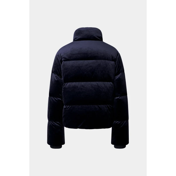 Bogner Oliva Velvet Down Jacket in Navy, view 3 | Jackets | Coveti