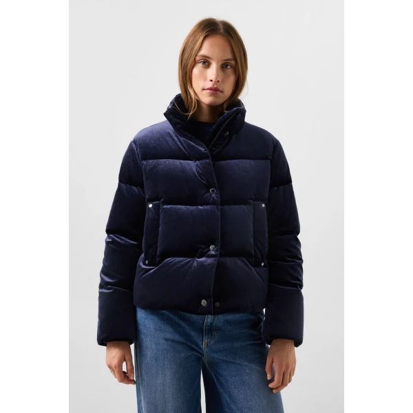 Bogner Oliva Velvet Down Jacket in Navy, view 4 | Jackets | Coveti