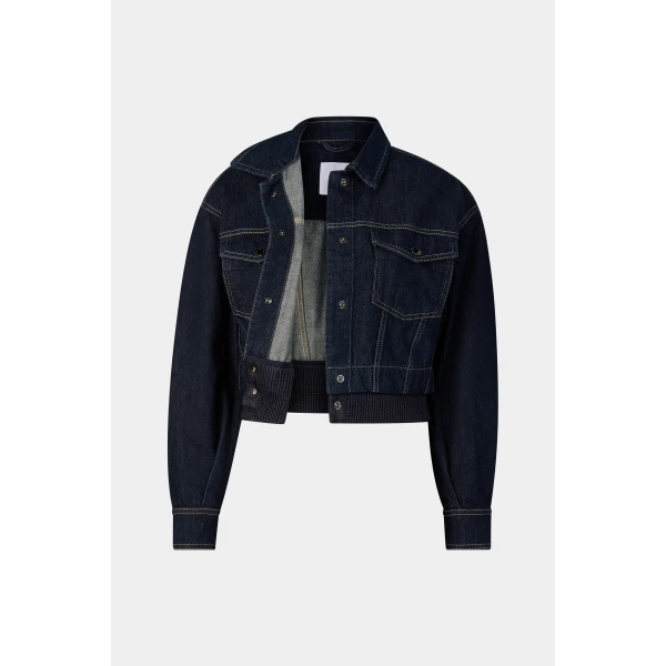 Bogner Panya Denim Jacket in Dark Denim Blue, view 2 | Denim | Coveti