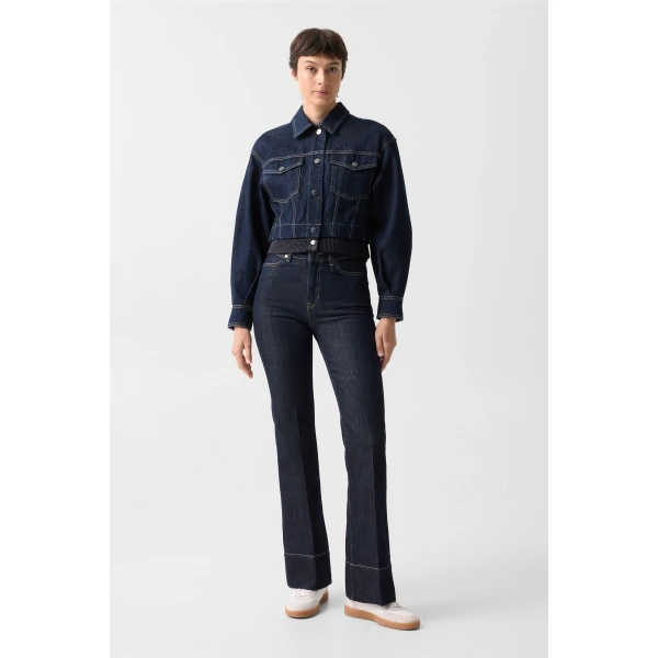 Bogner Panya Denim Jacket in Dark Denim Blue, view 6 | Denim | Coveti