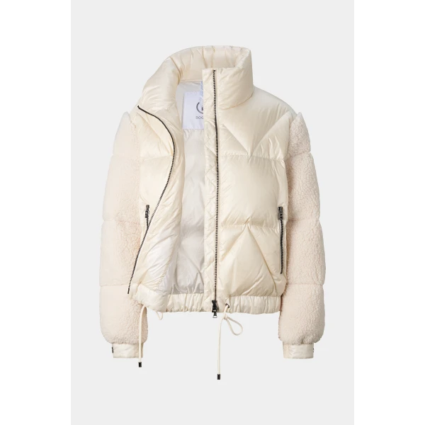 Bogner Quiny Down Teddy Jacket in Off White, view 2 | Jackets | Coveti