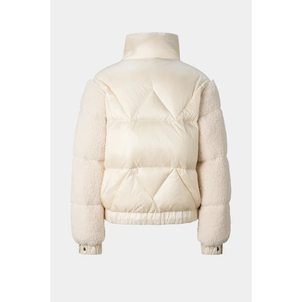 Bogner Quiny Down Teddy Jacket in Off White, view 3 | Jackets | Coveti