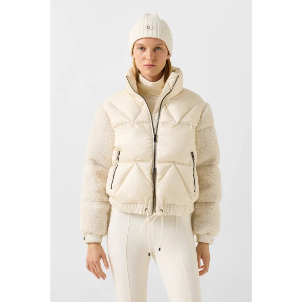 Bogner Quiny Down Teddy Jacket in Off White, view 4 | Jackets | Coveti