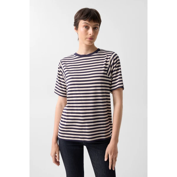 Bogner Raya T-Shirt in Navy Blue and Sand, view 3 | T-shirts | Coveti