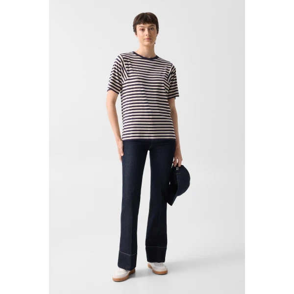 Bogner Raya T-Shirt in Navy Blue and Sand, view 5 | T-shirts | Coveti