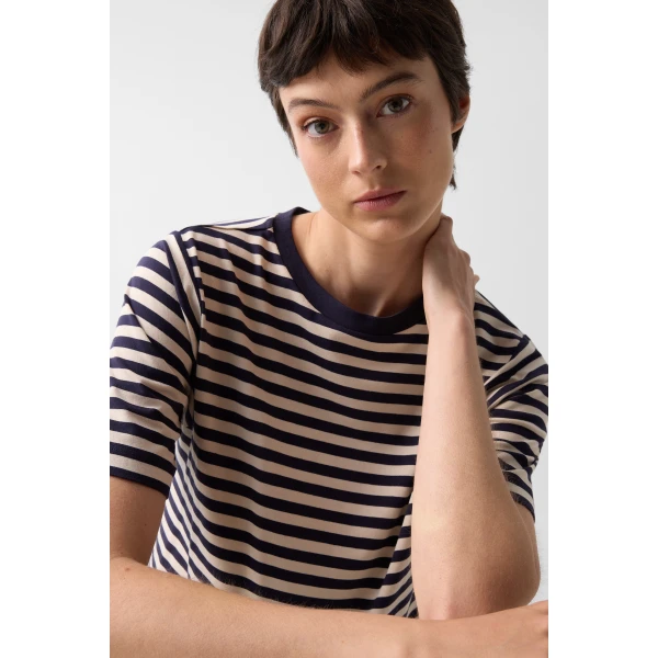 Bogner Raya T-Shirt in Navy Blue and Sand, view 6 | T-shirts | Coveti