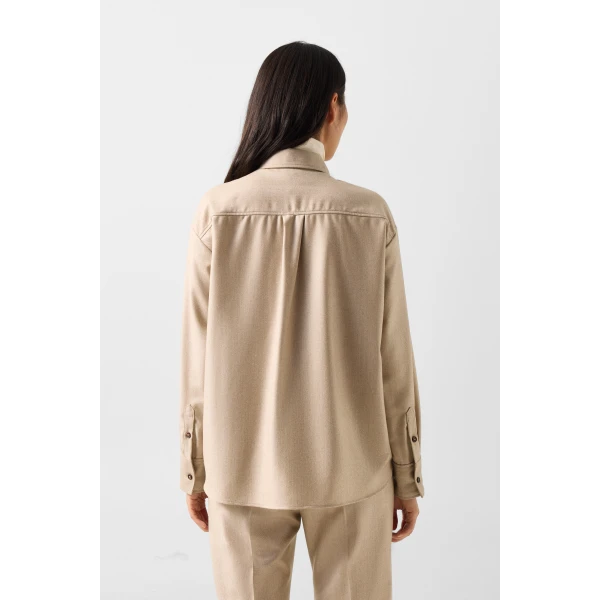 Bogner Robyn Virgin Wool Shirt Blouse in Camel, view 4 | Shirts | Coveti