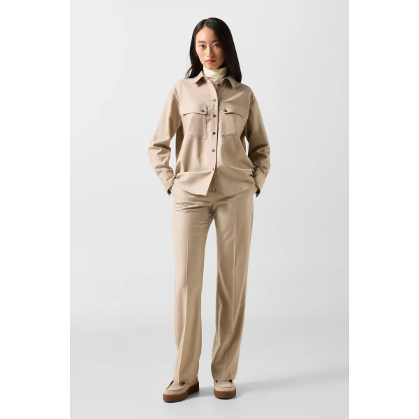 Bogner Robyn Virgin Wool Shirt Blouse in Camel, view 5 | Shirts | Coveti