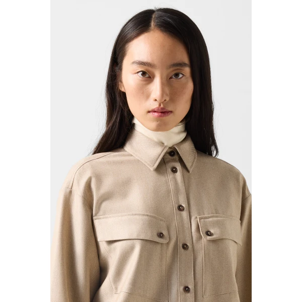 Bogner Robyn Virgin Wool Shirt Blouse in Camel, view 6 | Shirts | Coveti