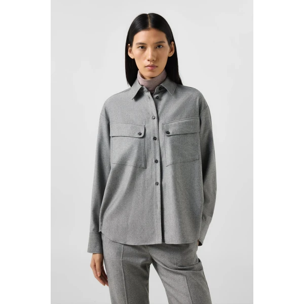 Bogner Robyn Virgin Wool Shirt Blouse in Grey, view 3 | Shirts | Coveti