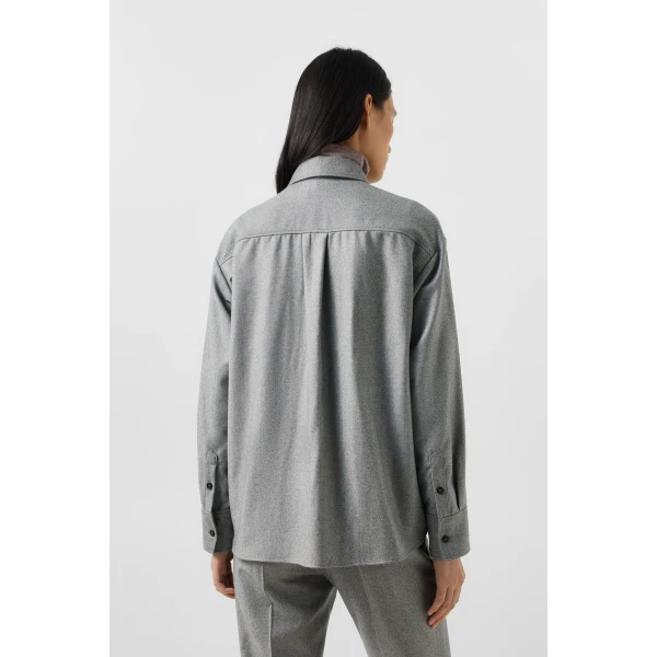 Bogner Robyn Virgin Wool Shirt Blouse in Grey, view 4 | Shirts | Coveti