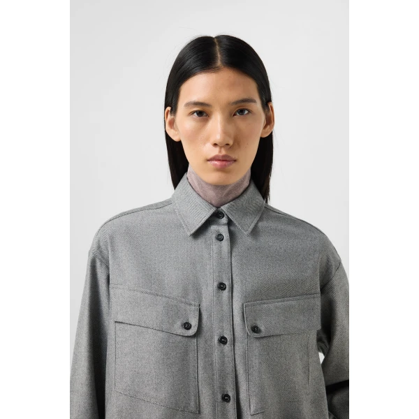 Bogner Robyn Virgin Wool Shirt Blouse in Grey, view 6 | Shirts | Coveti