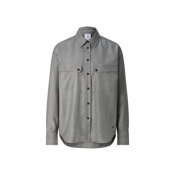 Robyn Virgin Wool Shirt Blouse in Grey