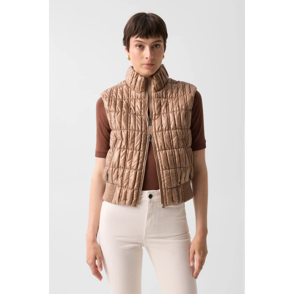 Bogner Sally Quilted Waistcoat in Camel, view 4 | Vests | Coveti